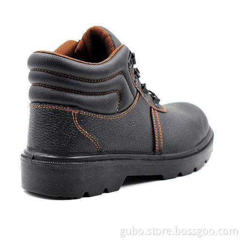Black Action Leather Hard Work Oil Resistant Safety Shoes